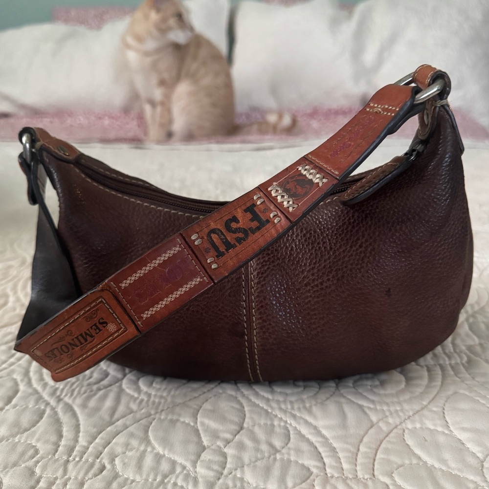 Vintage Fossil Florida State Seminoles Leather Shoulder Bag | Y2K 2000s